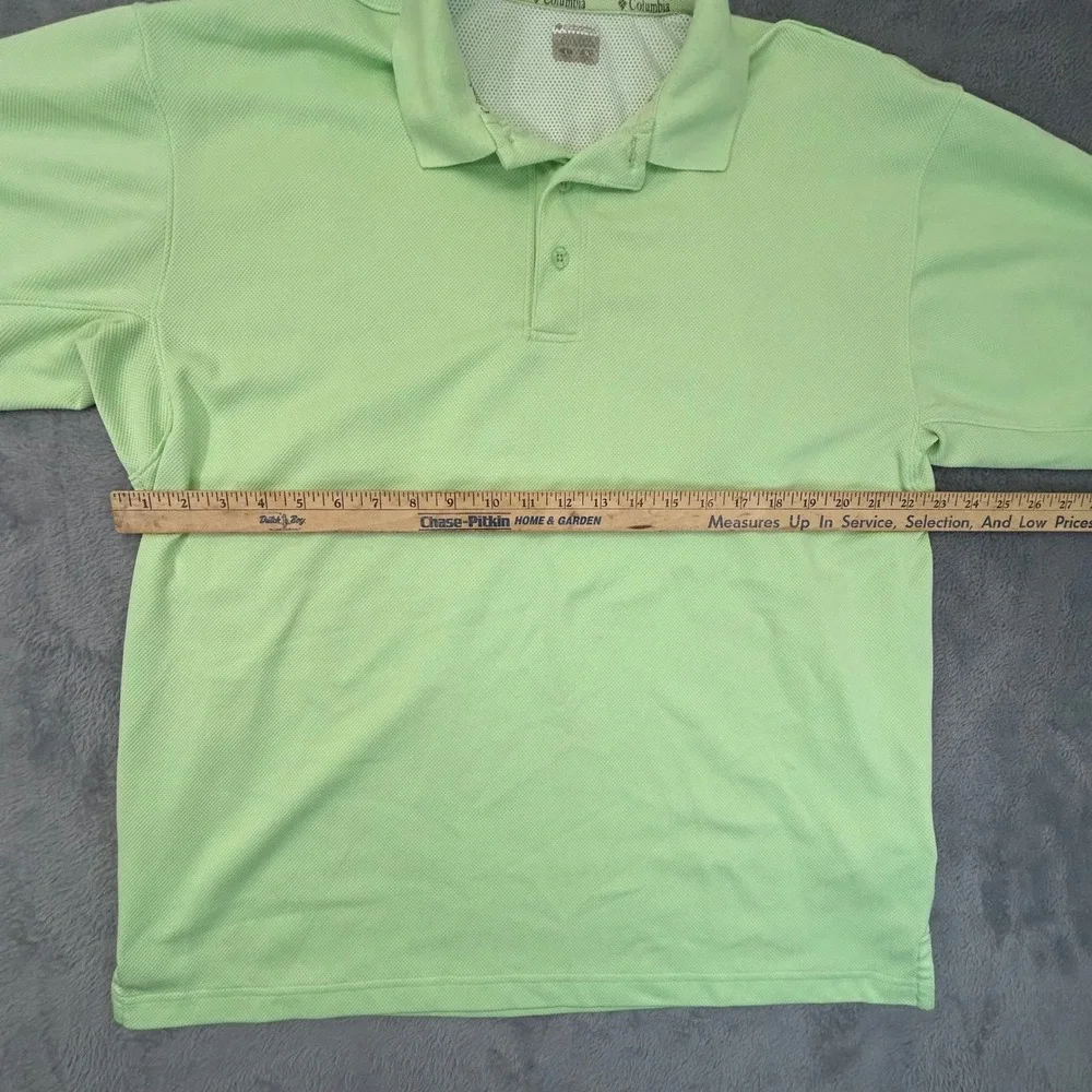 Columbia PFG Mens Polo Shirt Large‎ Lime Green Short Sleeve Fishing Ventilated L